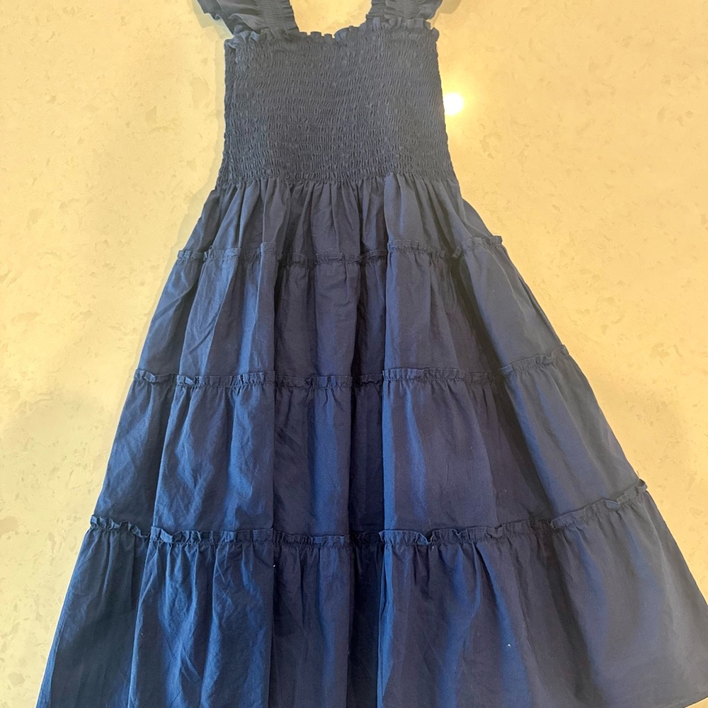 Hill House Home - Tiny Ellie Nap Dress - Girls Size 7/8 - Navy Poplin